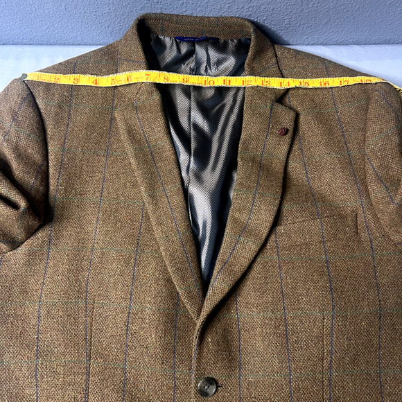 Alan Flusser Mens Brown Suit Jacket Blazer Large Wool Professor Single Breast - Picture 14 of 16